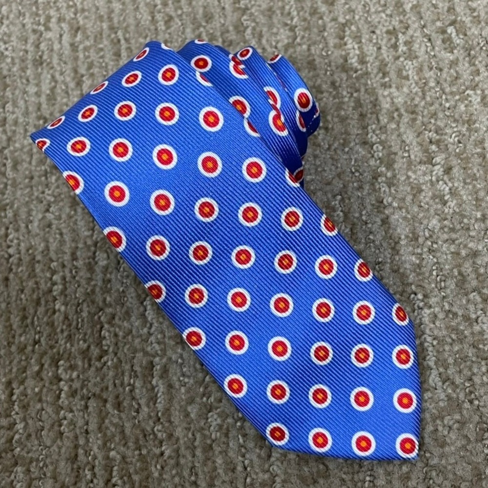 Seidenmann Andreas Hurr Necktie Bold‎ Maximalist Blue Silk Geometric Skinny Tie